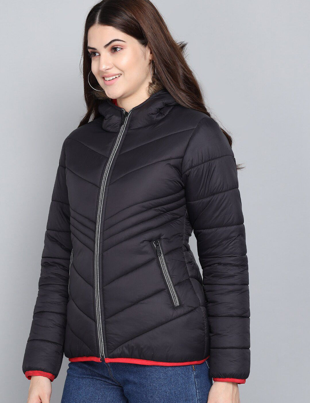 Kotty Women Black Solid Outdoor Puffer Jacket