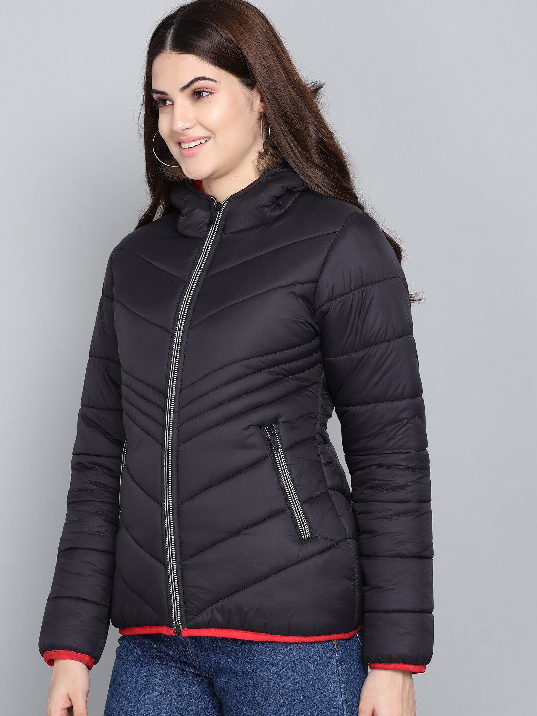 Kotty Women Black Solid Outdoor Puffer Jacket