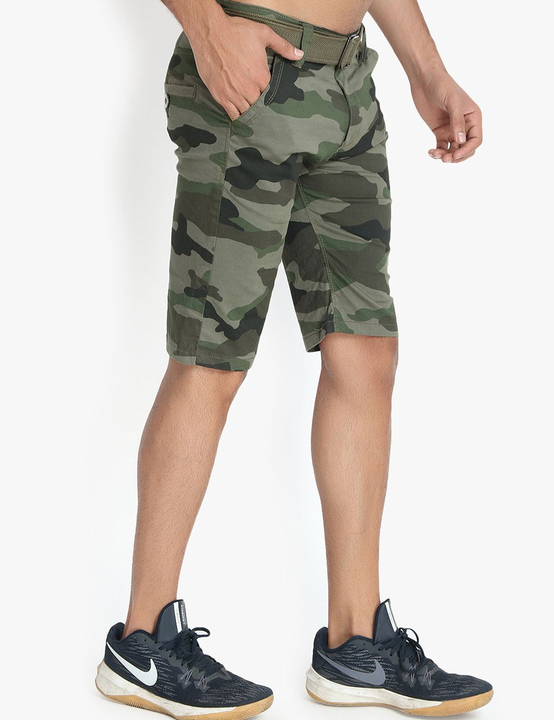 Kotty Men Green Printed Regular Fit Regular Shorts