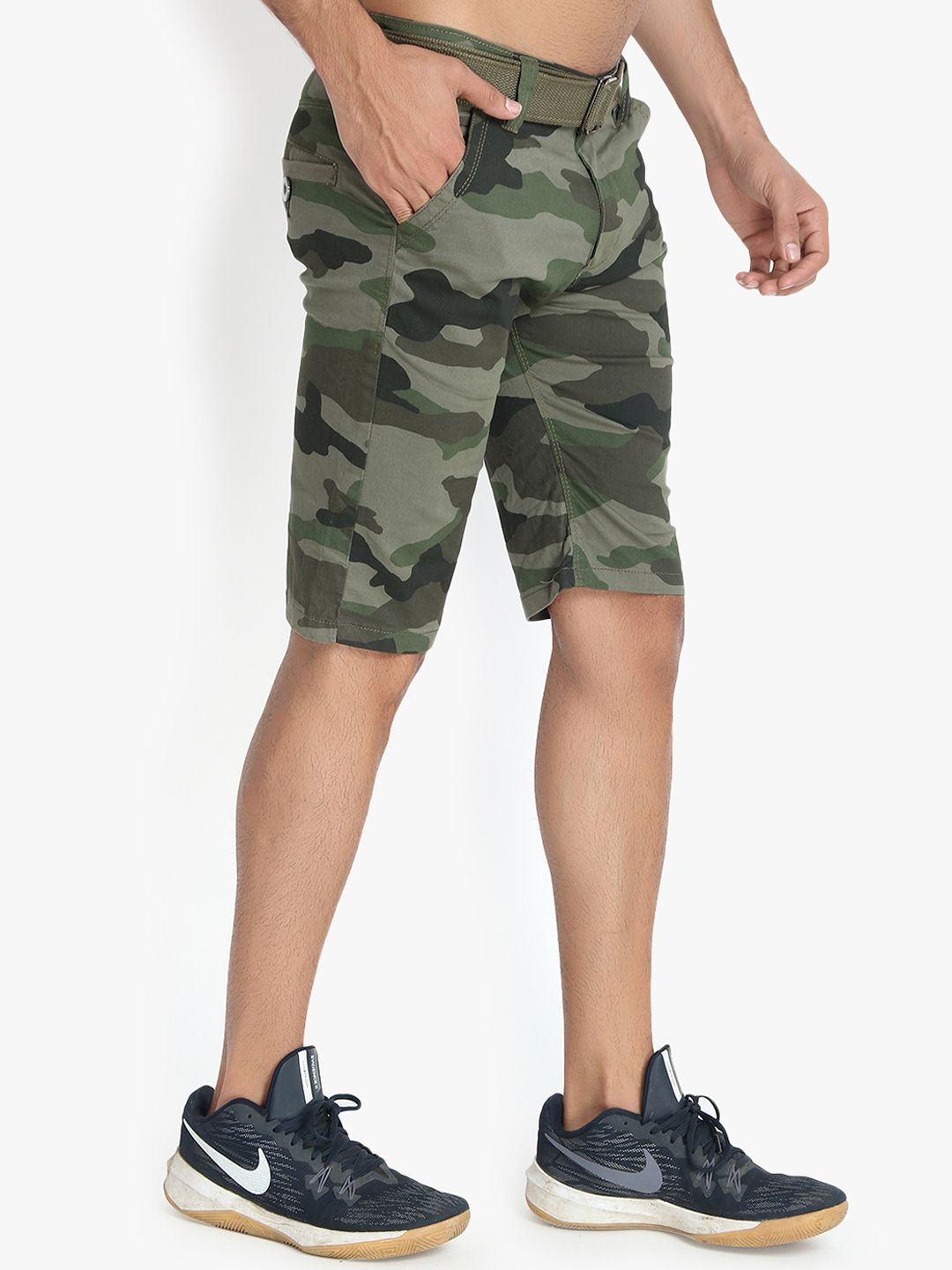 Kotty Men Green Printed Regular Fit Regular Shorts
