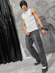 Kotty Men Jean Light Fade Low-Rise Stretchable Cargo Jeans