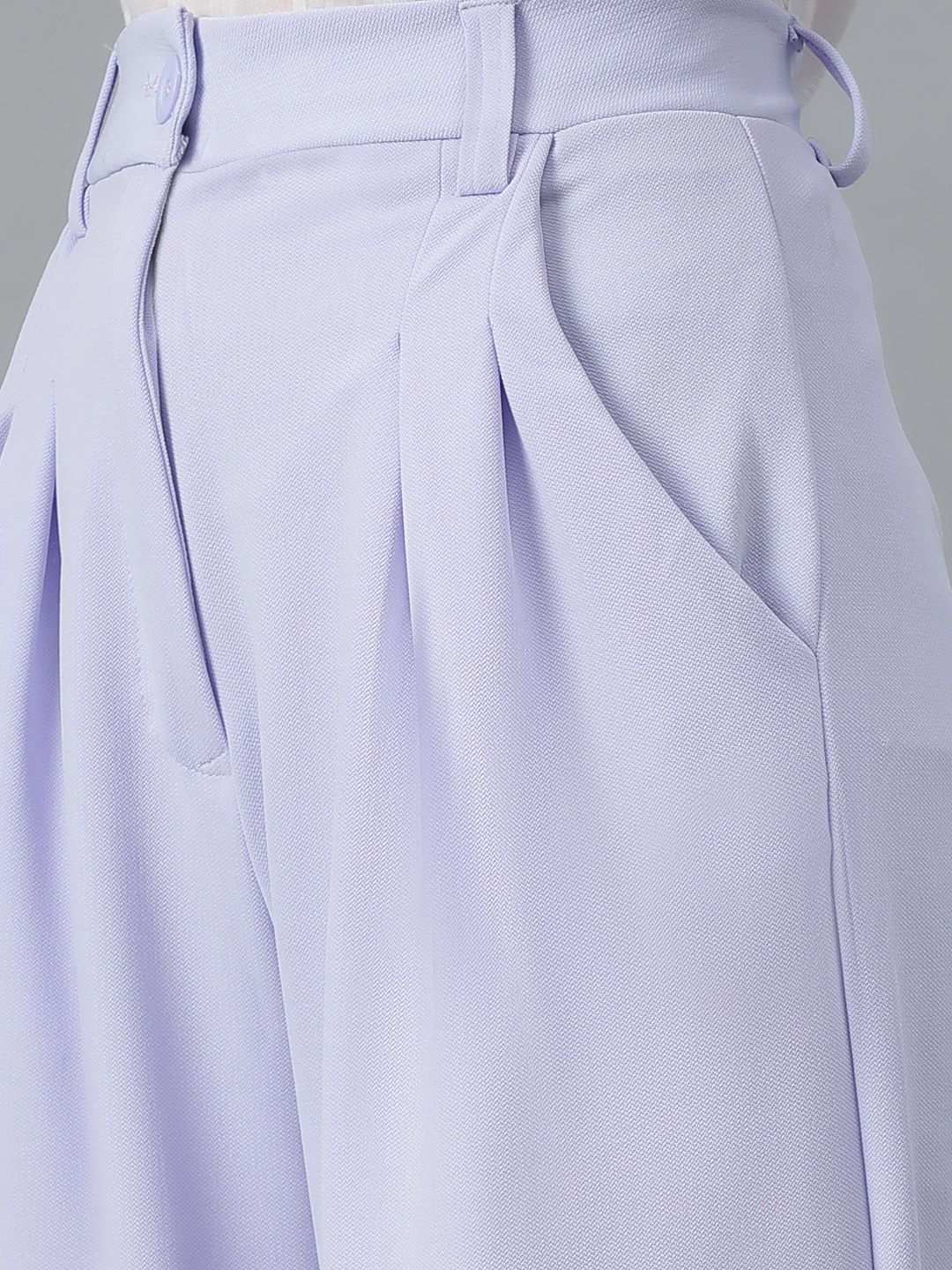 KOTTY BIZwear Women Lavender Relaxed Straight Leg High-Rise Easy Wash Parallel Trousers