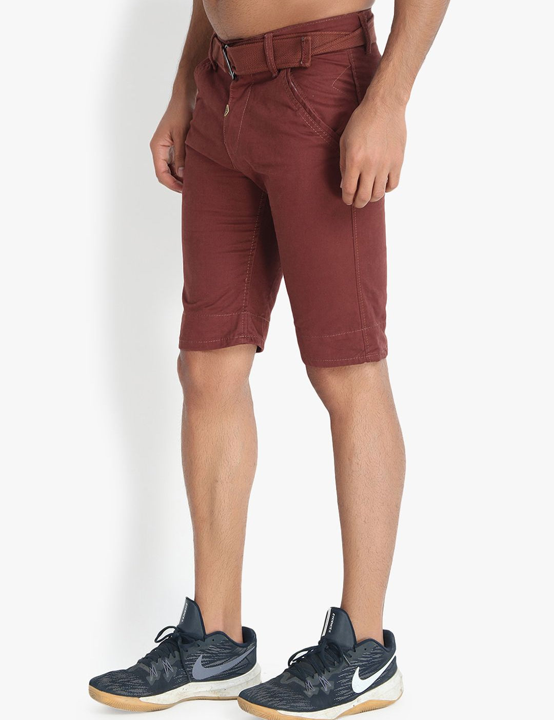 Kotty Men Maroon Solid Regular Fit Regular Shorts