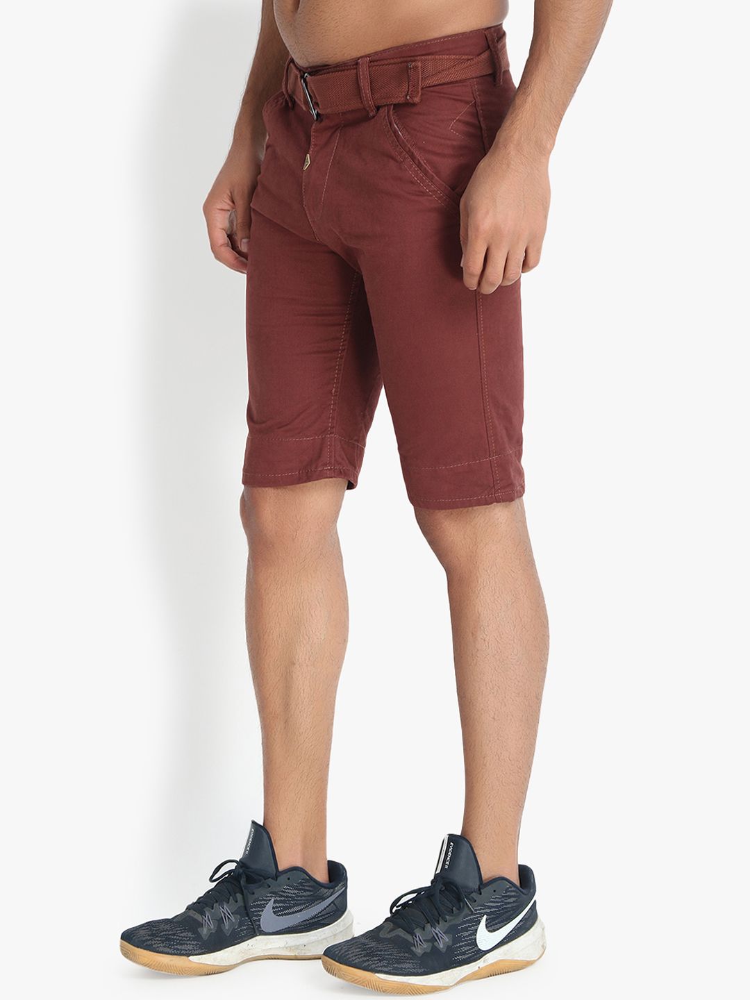 Kotty Men Maroon Solid Regular Fit Regular Shorts
