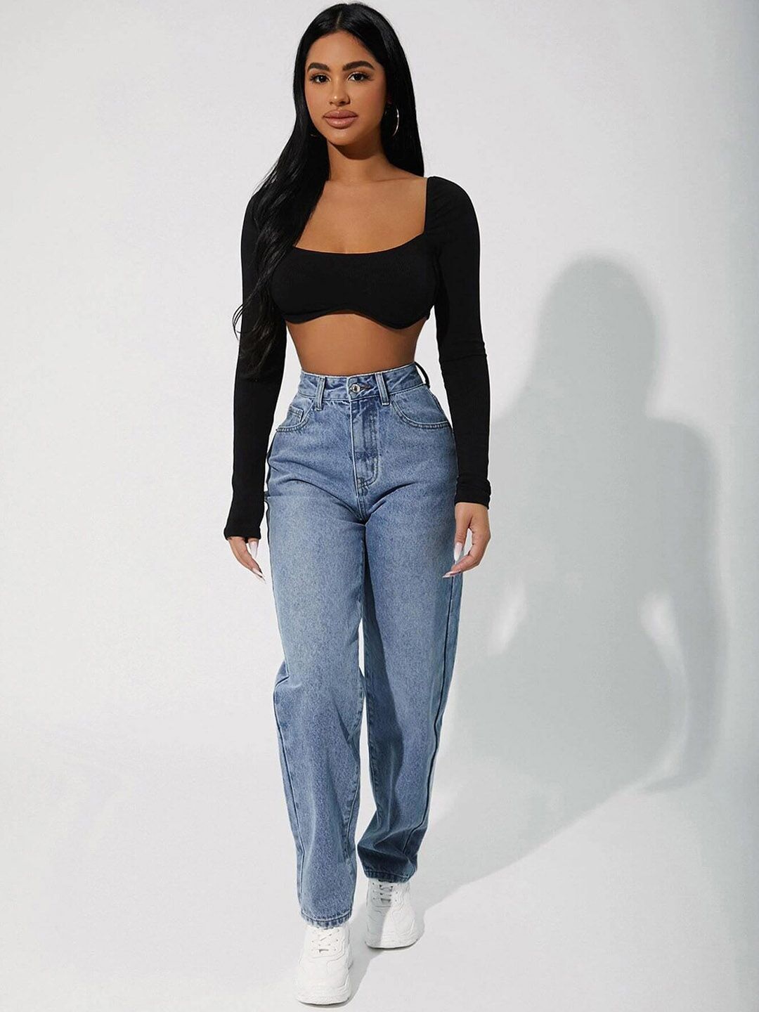 Kotty Women Jean Straight Fit Light Fade High-Rise Stretchable Jeans