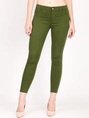 Kotty Women Olive Green Skinny Fit High-Rise Clean Look Jeans