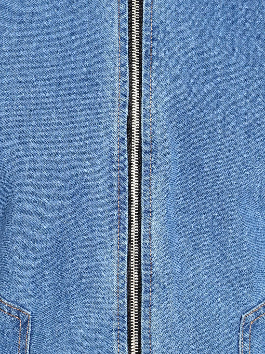 Kotty Men Blue Printed Biker Jacket