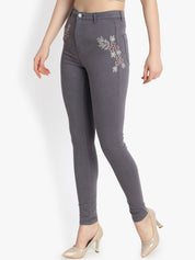 Kotty Women Grey Skinny Fit High-Rise Clean Look Stretchable Jeans