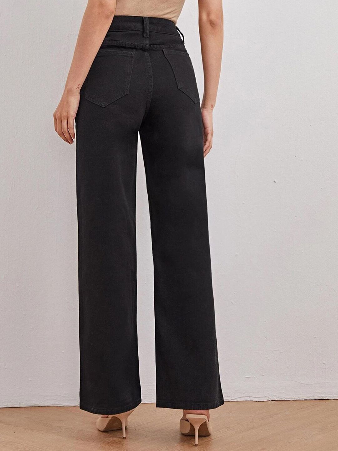 Kotty Women Black Jean Straight Fit High-Rise Stretchable Jeans