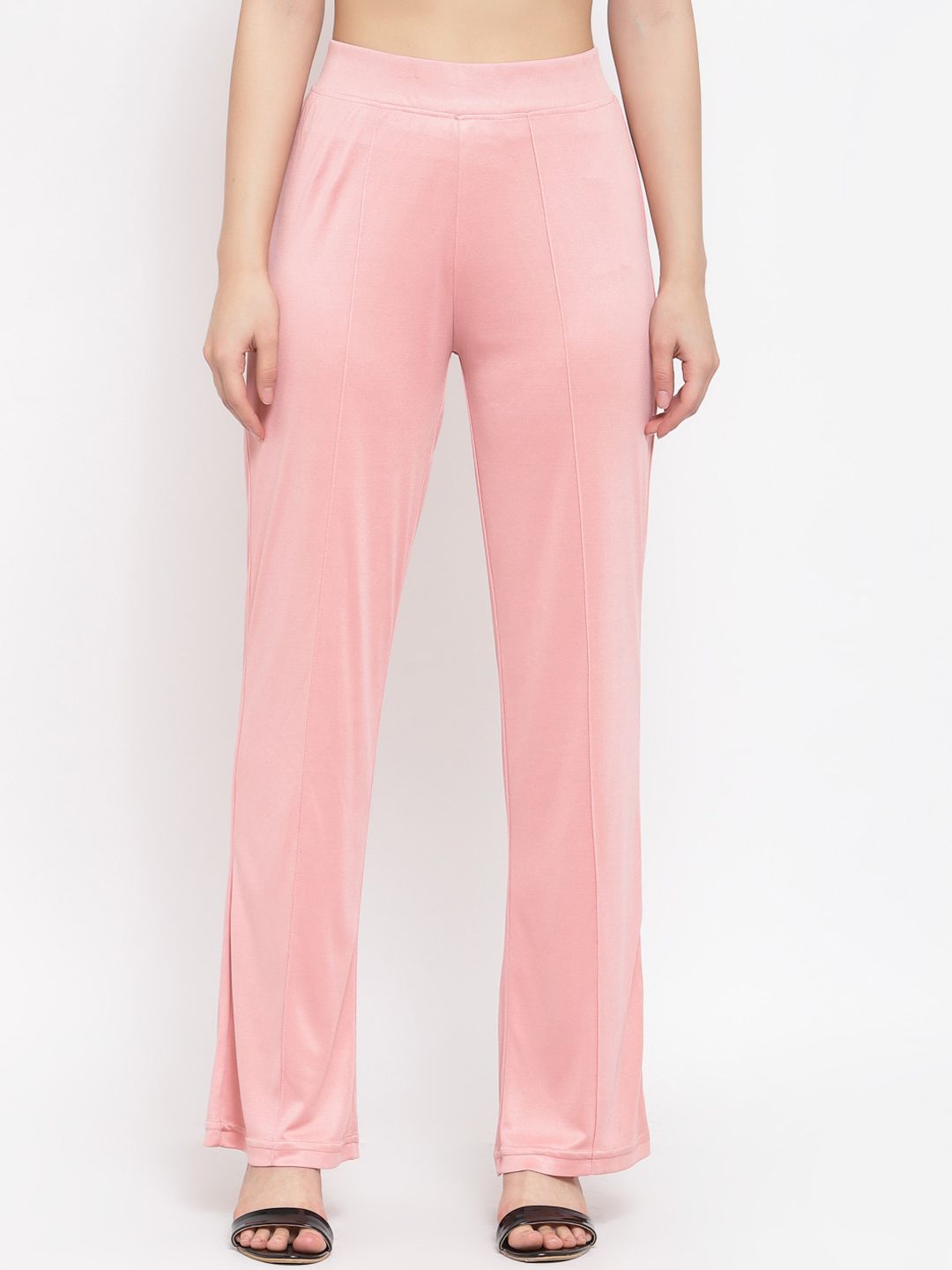 Kotty Women Pink Flared High-Rise Bootcut Trousers