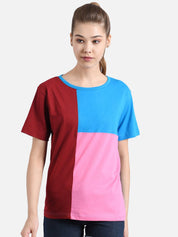 Kotty Women Multicoloured Colourblocked Round Neck T-shirt
