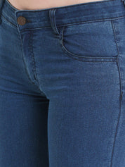Kotty Women Blue Cropped Flared Low-Rise Stretchable Jeans