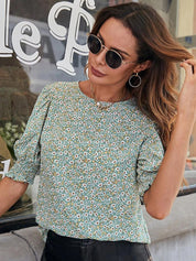 Kotty Women Teal Floral Print Crepe Top