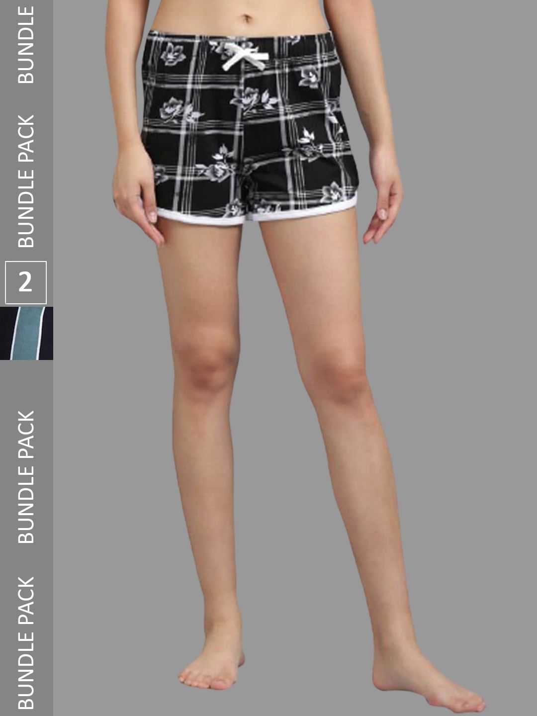 Kotty Pack of 2 Women Graphic Printed Low-Rise Gym Shorts