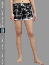 Kotty Pack of 2 Women Graphic Printed Low-Rise Gym Shorts