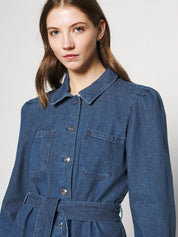 Kotty Women Blue Washed Longline Denim Jacket
