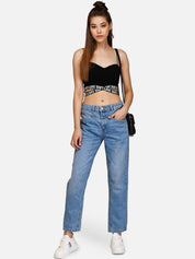 Kotty Women Blue Boyfriend Fit Mid-Rise Clean Look Jeans