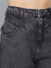 Kotty Women Black High-Rise Heavy Fade Acid Wash Non Stretchable Jeans