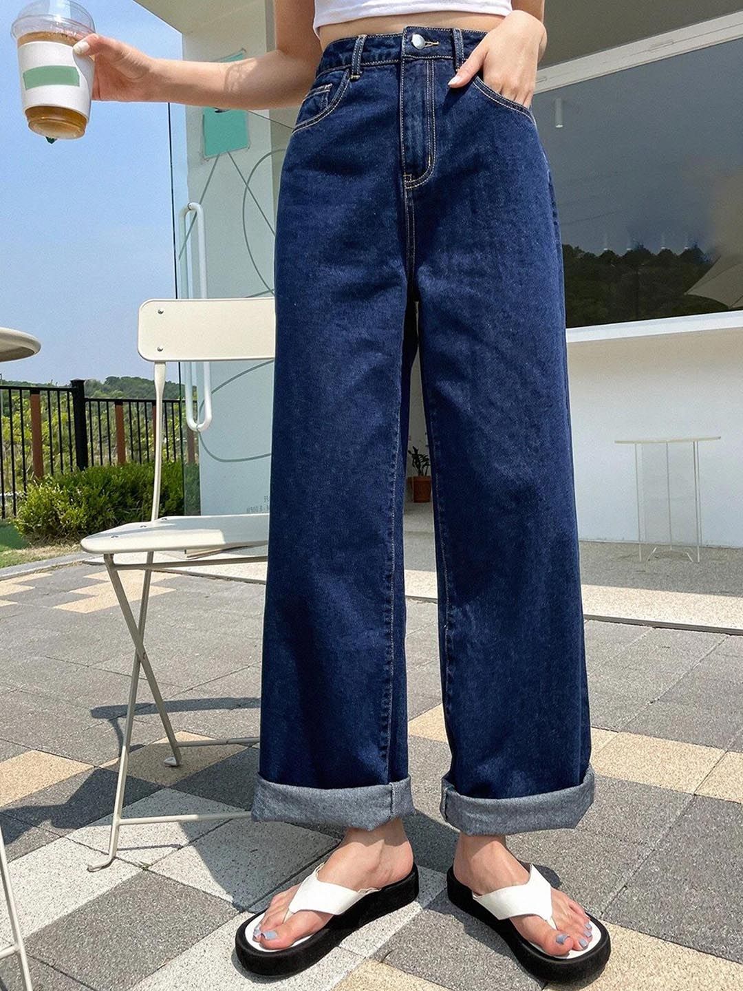 Kotty Women Straight Fit High-Rise Clean Look Stretchable Jeans