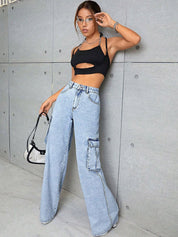 Kotty Women High-Rise Clean Look Stretchable Cargo Jeans