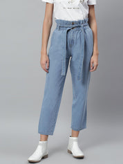 Kotty Women Blue Boyfriend Fit High-Rise Cotton Clean Look Jeans