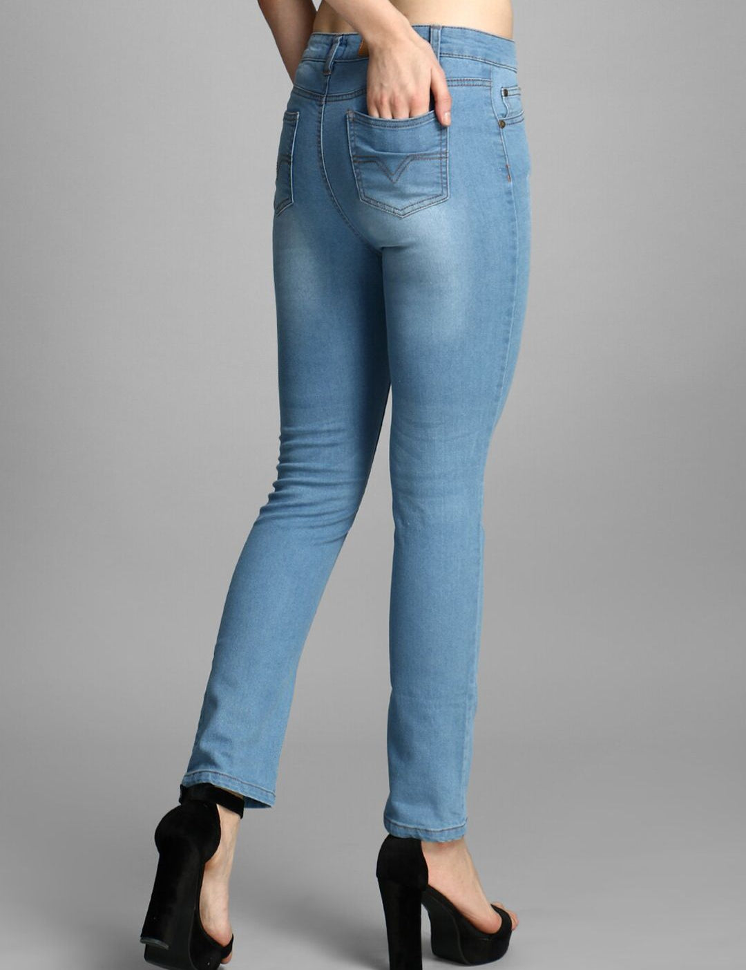 Kotty Women Blue Skinny Fit High-Rise Low Distress Jeans