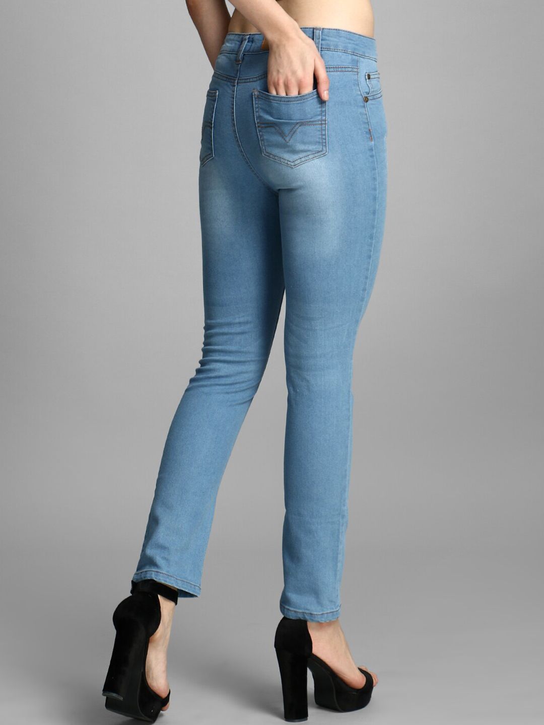 Kotty Women Blue Skinny Fit High-Rise Low Distress Jeans