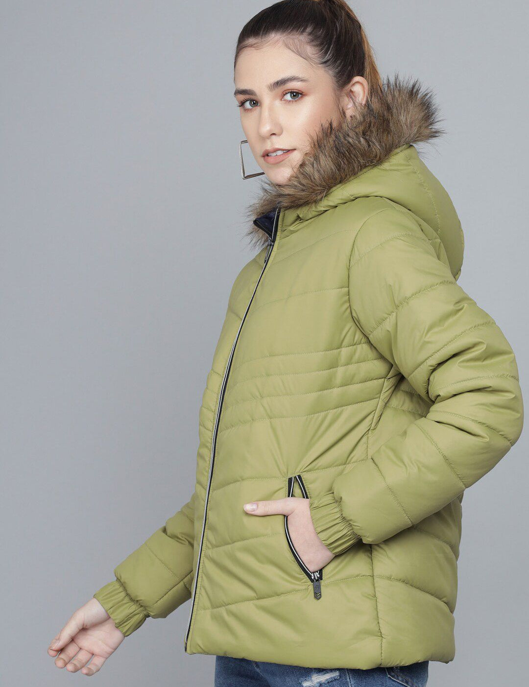 Kotty Women Green Lightweight Parka Jacket