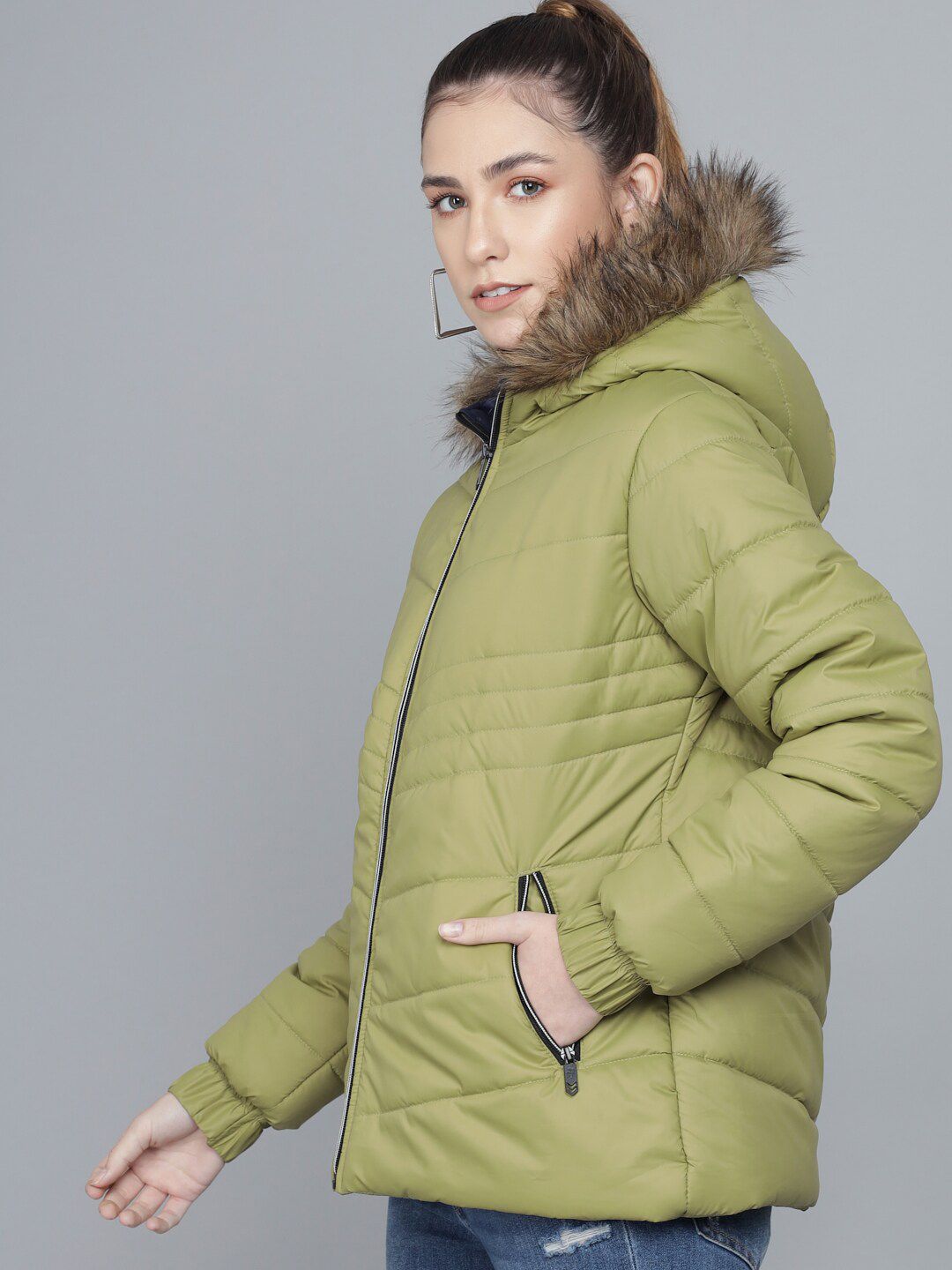 Kotty Women Green Lightweight Parka Jacket