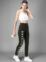 Kotty Women Olive Green & White Printed Joggers