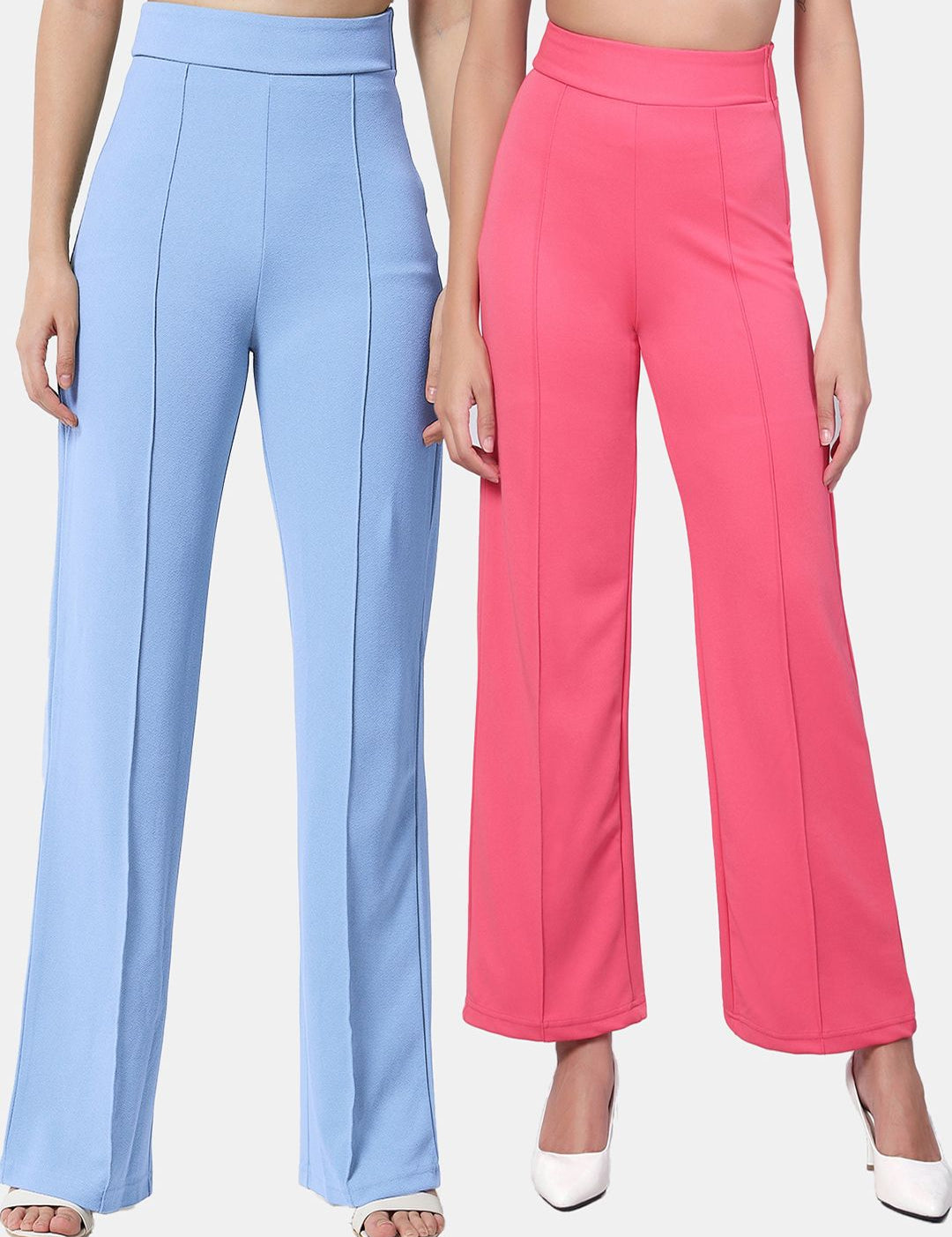 Kotty Women Pack Of 2 Relaxed Straight Leg Easy Wash Straight Fit Parallel Trousers