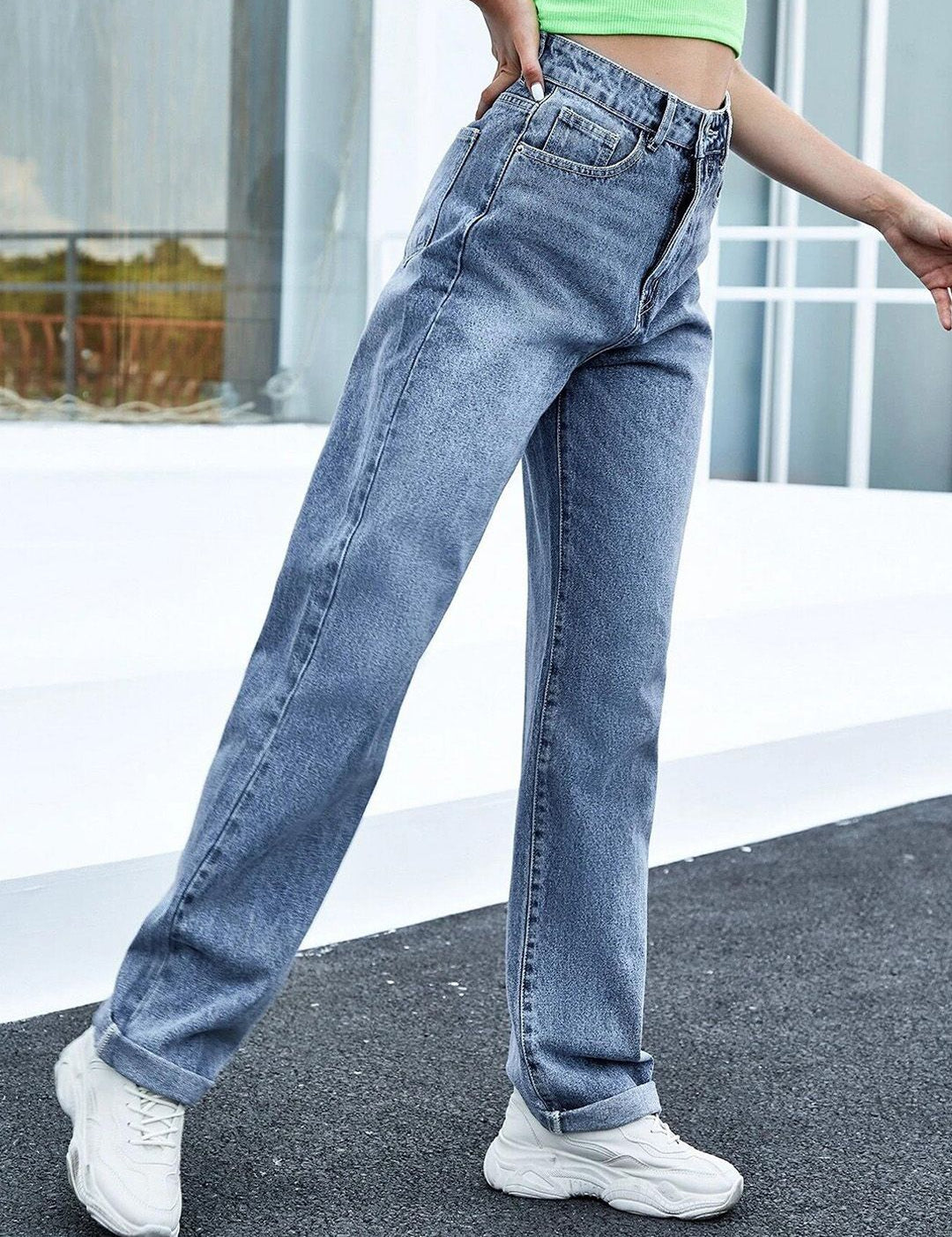 Kotty Women Jean Straight Fit Heavy Fade High-Rise Stretchable Cotton Lycra Blend Jeans