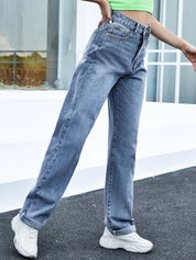 Kotty Women Jean Straight Fit Heavy Fade High-Rise Stretchable Cotton Lycra Blend Jeans