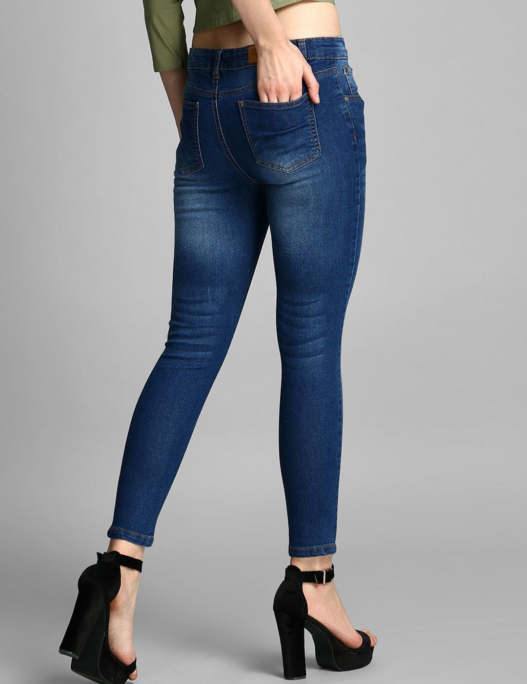 Kotty Women Blue Skinny Fit High-Rise Clean Look Cotton Jeans