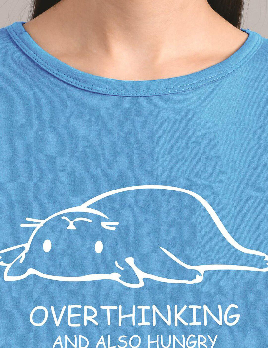 Kotty Women Blue Printed Round Neck T-shirt