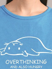 Kotty Women Blue Printed Round Neck T-shirt