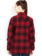 Kotty Women Red & Black Checked Overcoat