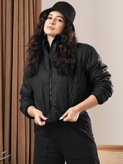 Kotty Women Mock Collar Solid Casual Insulator Padded Jacket