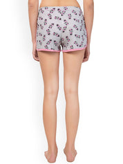 Kotty Women Grey & Pink Printed Lounge Shorts KTTSLEEPSHORTS169