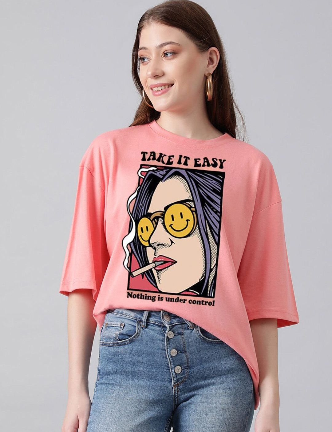KOTTY Basics Graphic Printed Oversized T-shirt