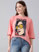 KOTTY Basics Graphic Printed Oversized T-shirt