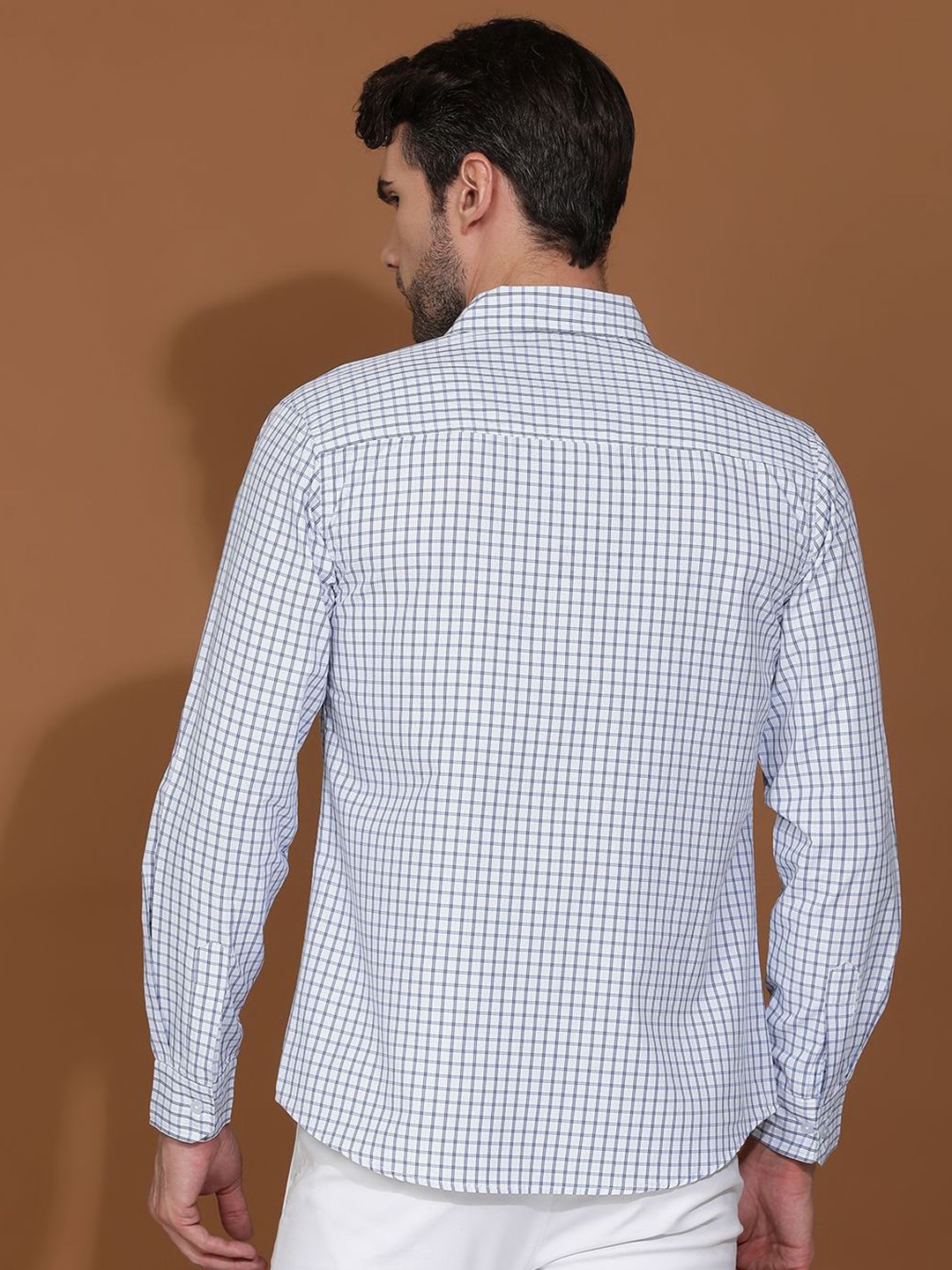 Kotty New Grid Tattersall Checks Spread Collar Casual Shirt