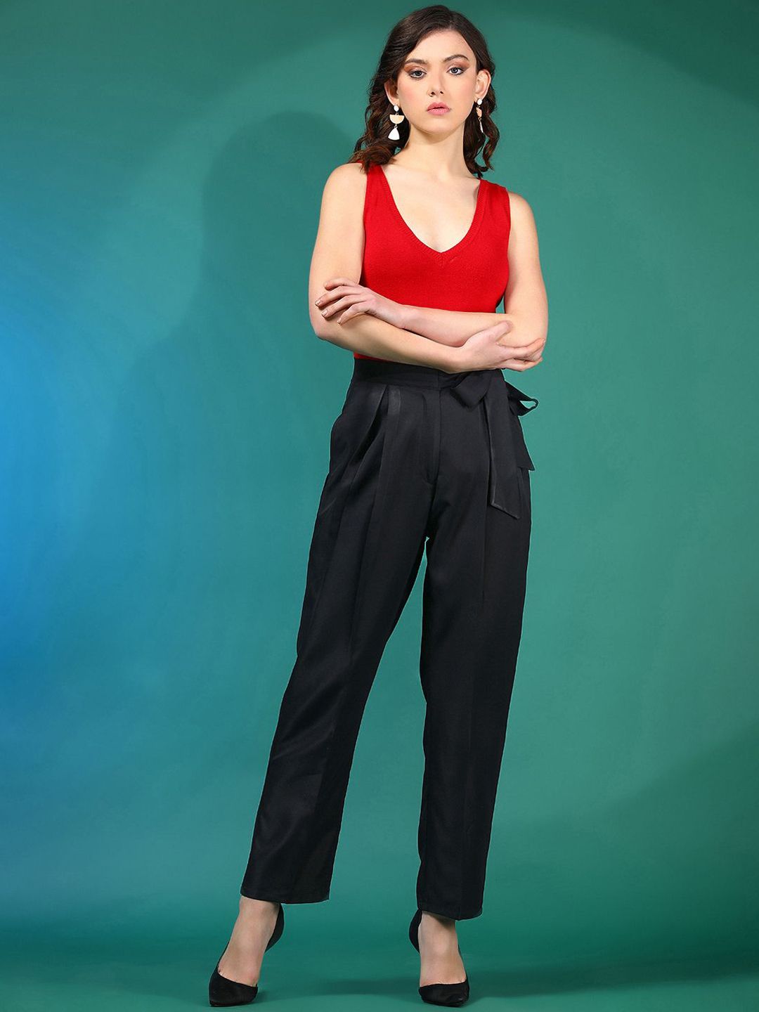 Kotty Women Relaxed High-Rise Easy Wash Pleated Trousers