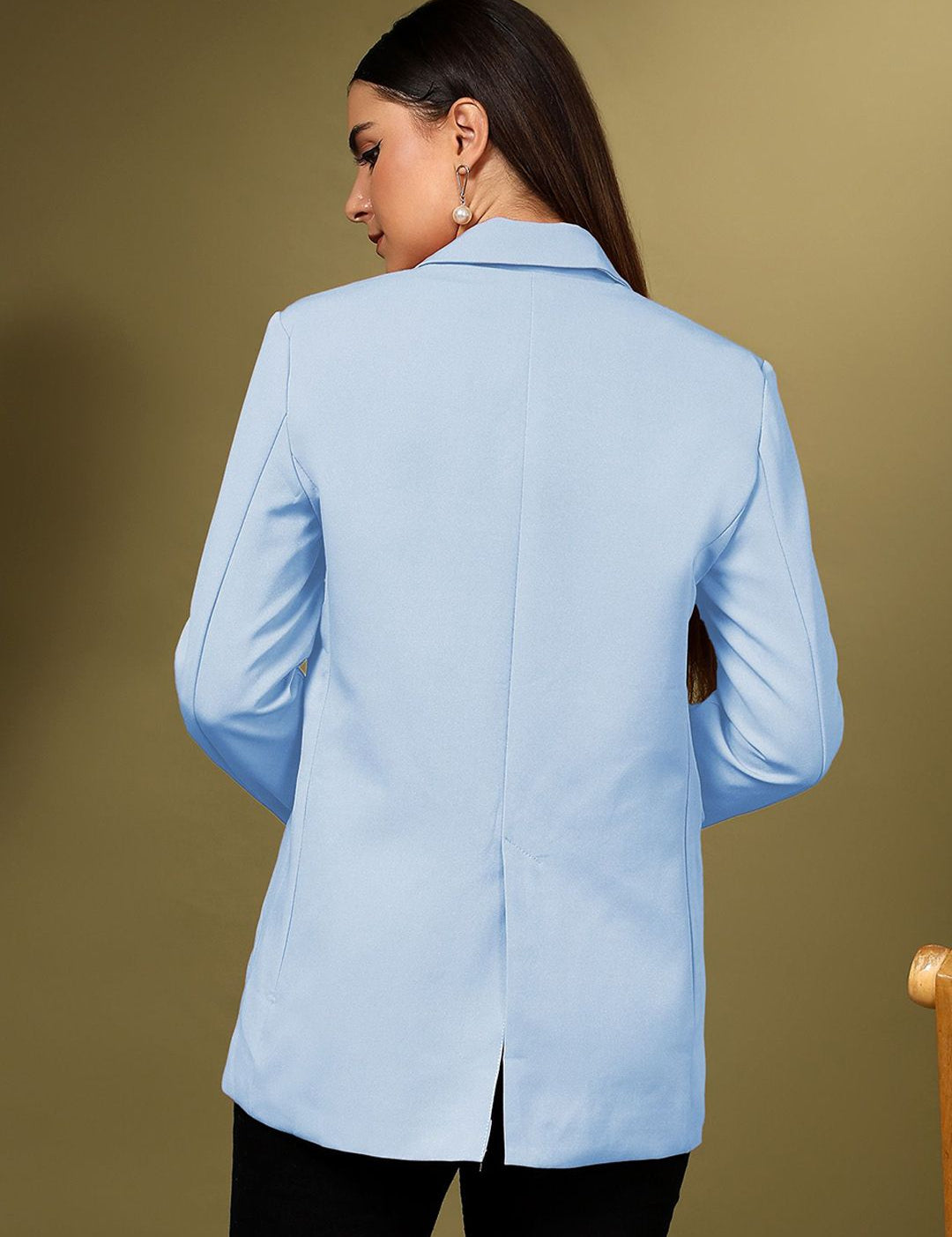 Kotty Blue Notched Lapel Single Breasted Blazer
