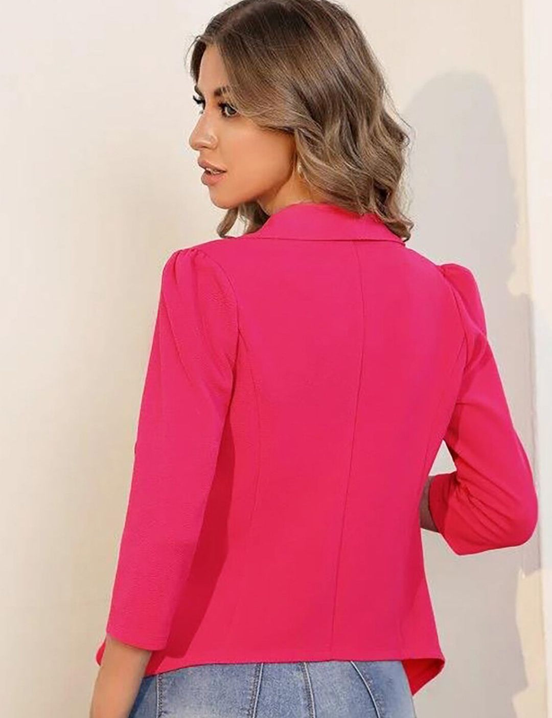 Kotty Pink Shawl Collar Open Front Jacket