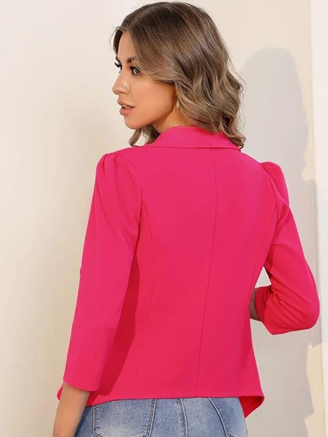 Kotty Pink Shawl Collar Open Front Jacket