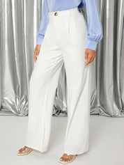 Kotty Women Relaxed Straight Leg Straight Fit High-Rise Easy Wash Pleated Trousers