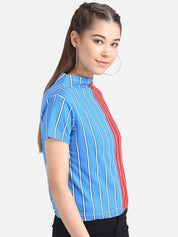 Kotty Women Red Striped Pure Cotton Top