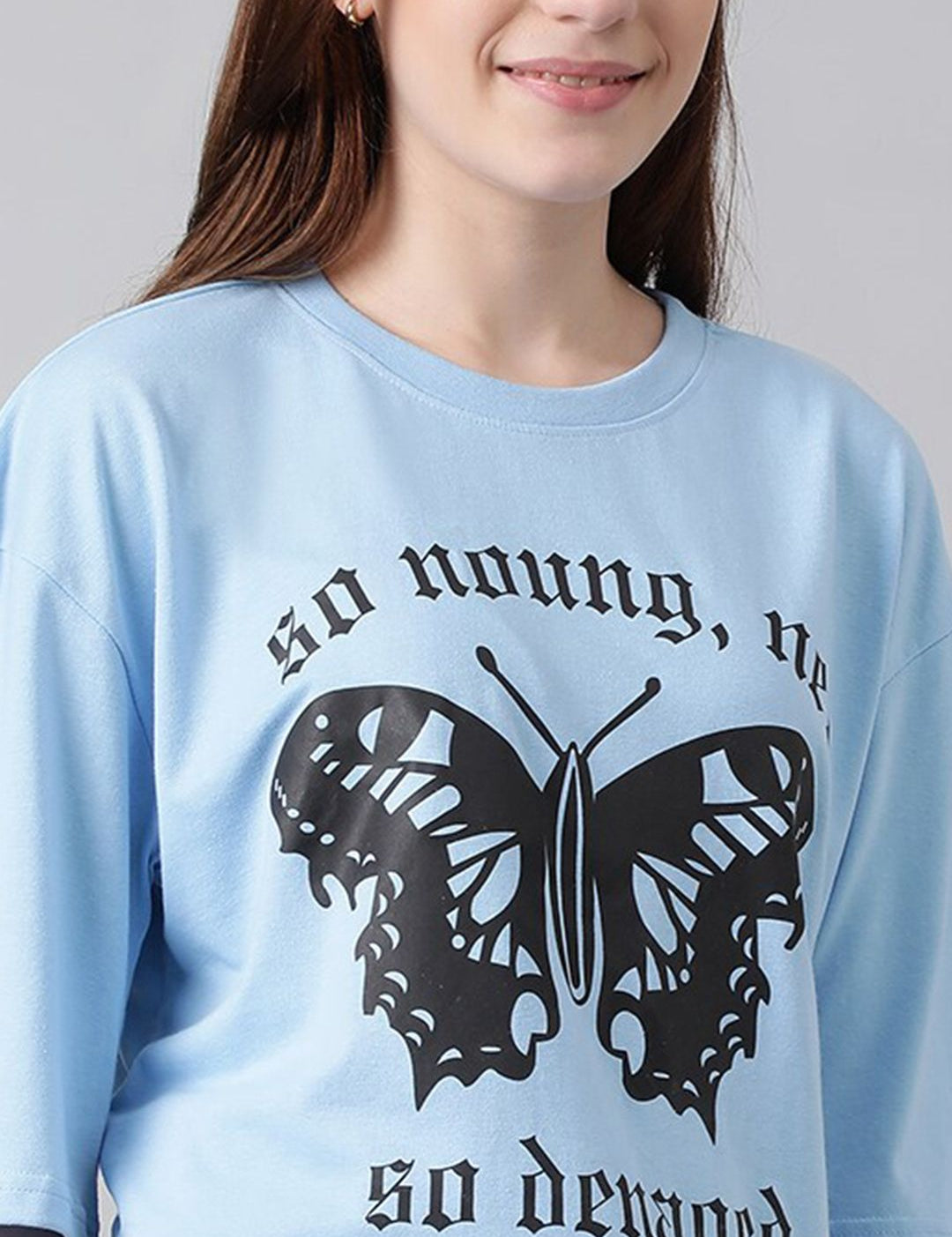 Kotty Graphic Printed Round Neck Oversized T-shirt