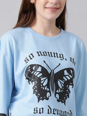 Kotty Graphic Printed Round Neck Oversized T-shirt
